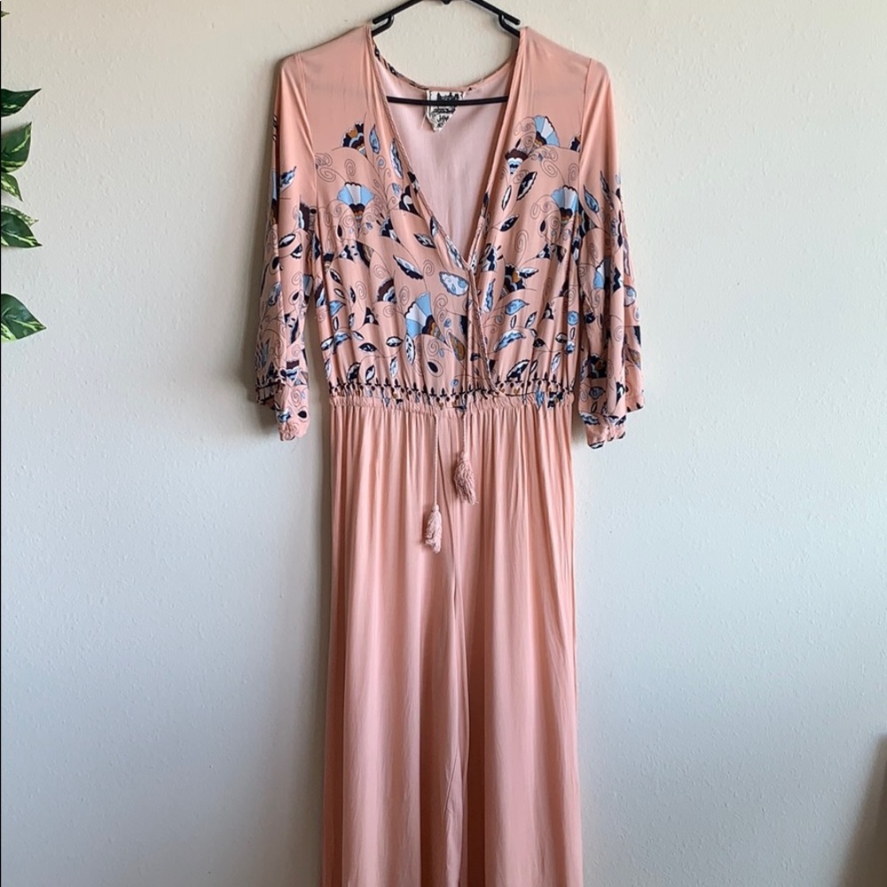 Floral Baby pink wide leg jumpsuit size small